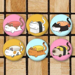 Sushi Cat Fridge Magnets Set Of 6 Metal Magnets For Home Office Kitchen School